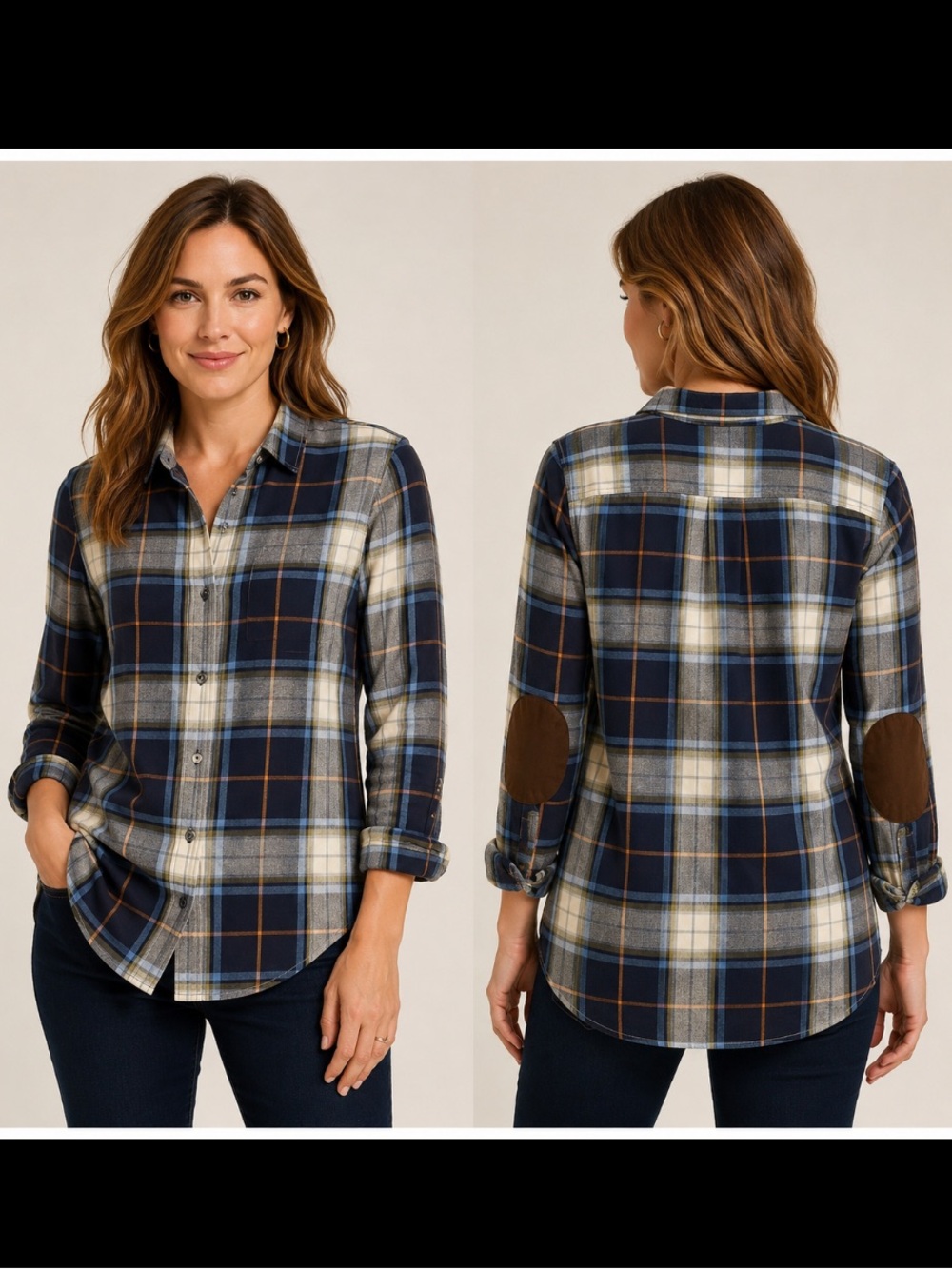 Barbour Ullswater Plaid Shirt Relaxed Fit Elbow Patches Women’s Sz 12